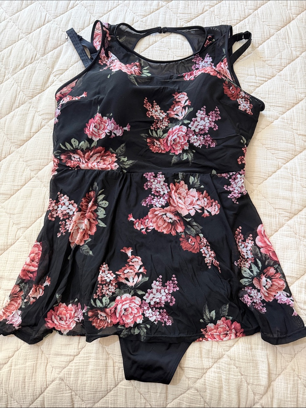 Torrid Black Floral One-Piece Swimsuit